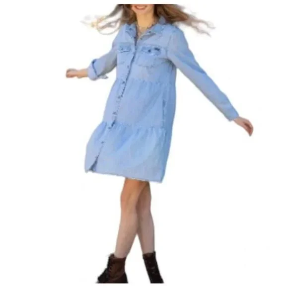 evy's tree | Dresses | Evys Tree Womens Light Denim Cora Mini Dress Size  Medium | Poshmark